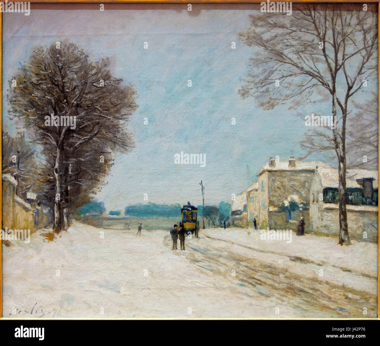 Cette œuvre de Sisley, intitulée « PdBA », dépeint une scène hivernale à Lille, mettant en valeur le style impressionniste caractéristique du artistâ€™s. La peinture met en valeur l'atmosphère froide et sereine en mettant l'accent sur les paysages enneigés. Banque D'Images