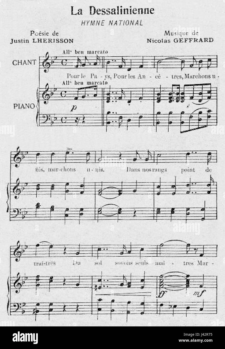 La Dessalinienne National Hymne Banque D'Images