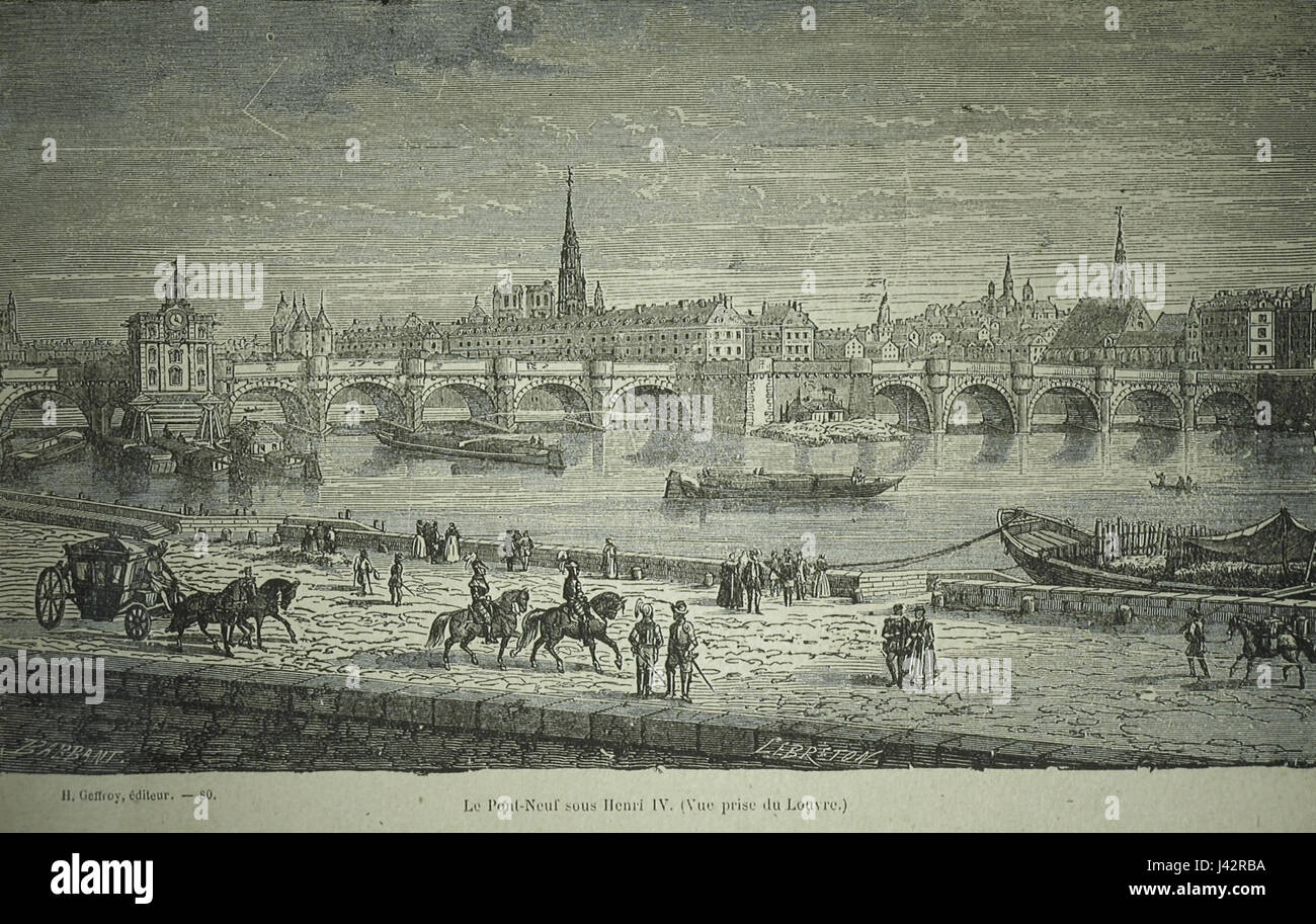 Le Pont Neuf sous Henri IV (vue prise du Louvre) Banque D'Images