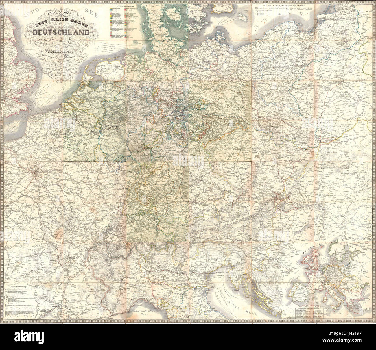 La carte des postes Thurn und Taxis Banque D'Images