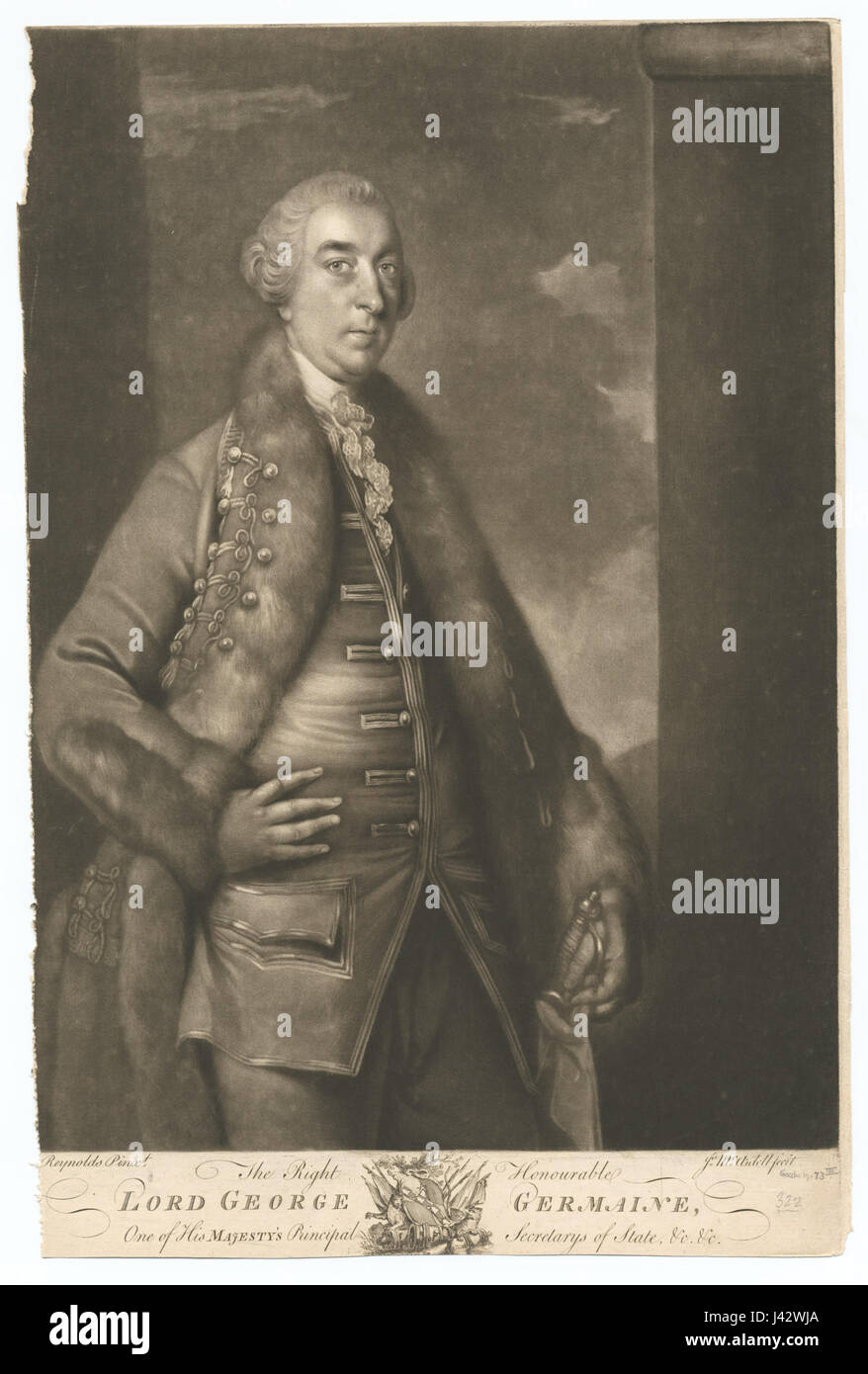 Lord George Germaine était un homme politique et officier militaire britannique au XVIIIe siècle. Il a été secrétaire d'État pour l'Amérique et a joué un rôle clé dans la politique coloniale britannique pendant la Révolution américaine. Banque D'Images