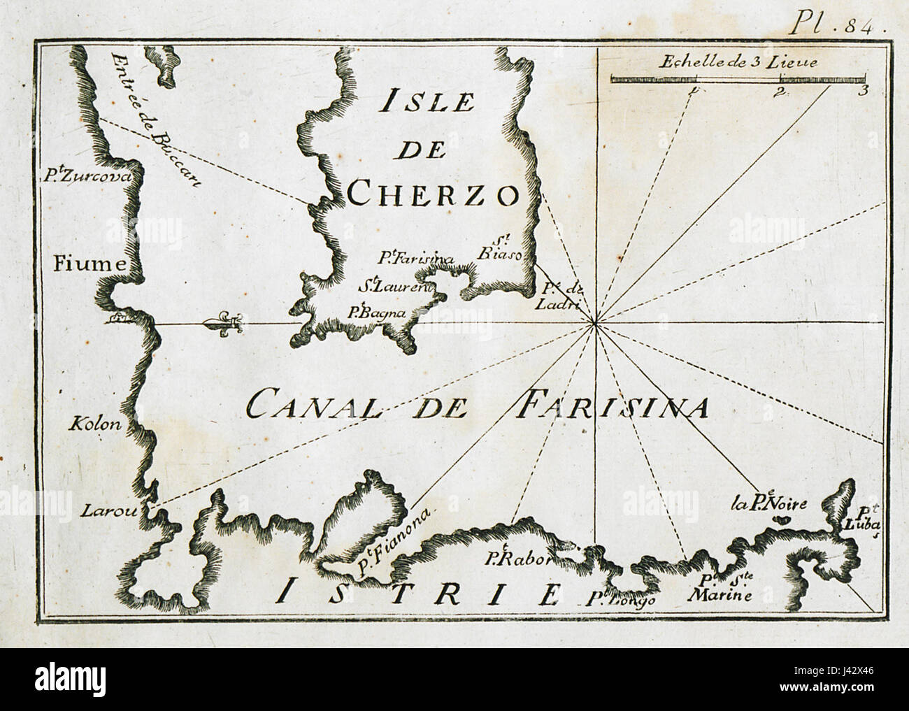 Carte de l'Farisina canal, Mer Adriatique Roux Joseph 1804 Banque D'Images