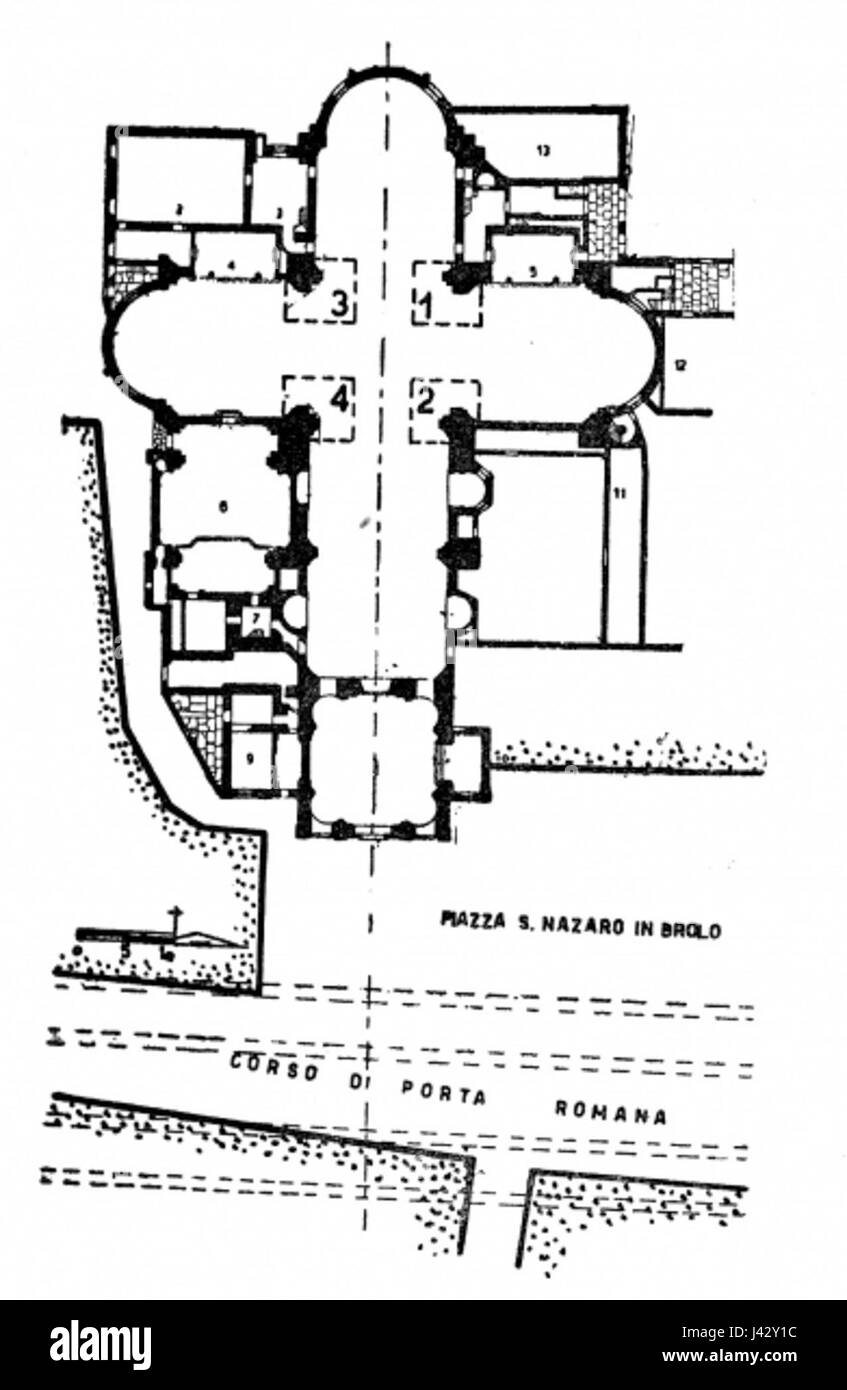 La pianta della Basilica dei Santi Apostoli e Nazaro di Milano Banque D'Images