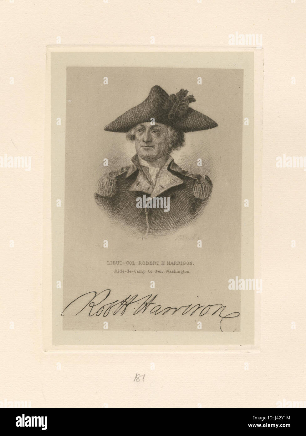 Le lieutenant-colonel Robert H. Harrison sert comme aide de camp du général George Washington pendant la guerre d'indépendance américaine. Son rôle a été crucial dans les communications et les opérations militaires. Banque D'Images
