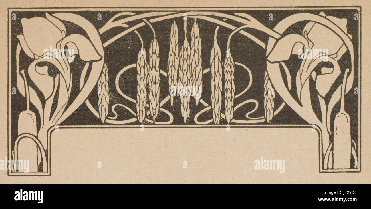 La vignette florale Lilien est un élégant élément décoratif présentant des motifs floraux, couramment utilisés dans l'art et le design à la fin du XIXe et au début du XXe siècle. Il présente des motifs floraux complexes, souvent caractérisés par des motifs délicats et symétriques, et était couramment utilisé dans les affiches, les papiers peints et autres arts décoratifs Banque D'Images