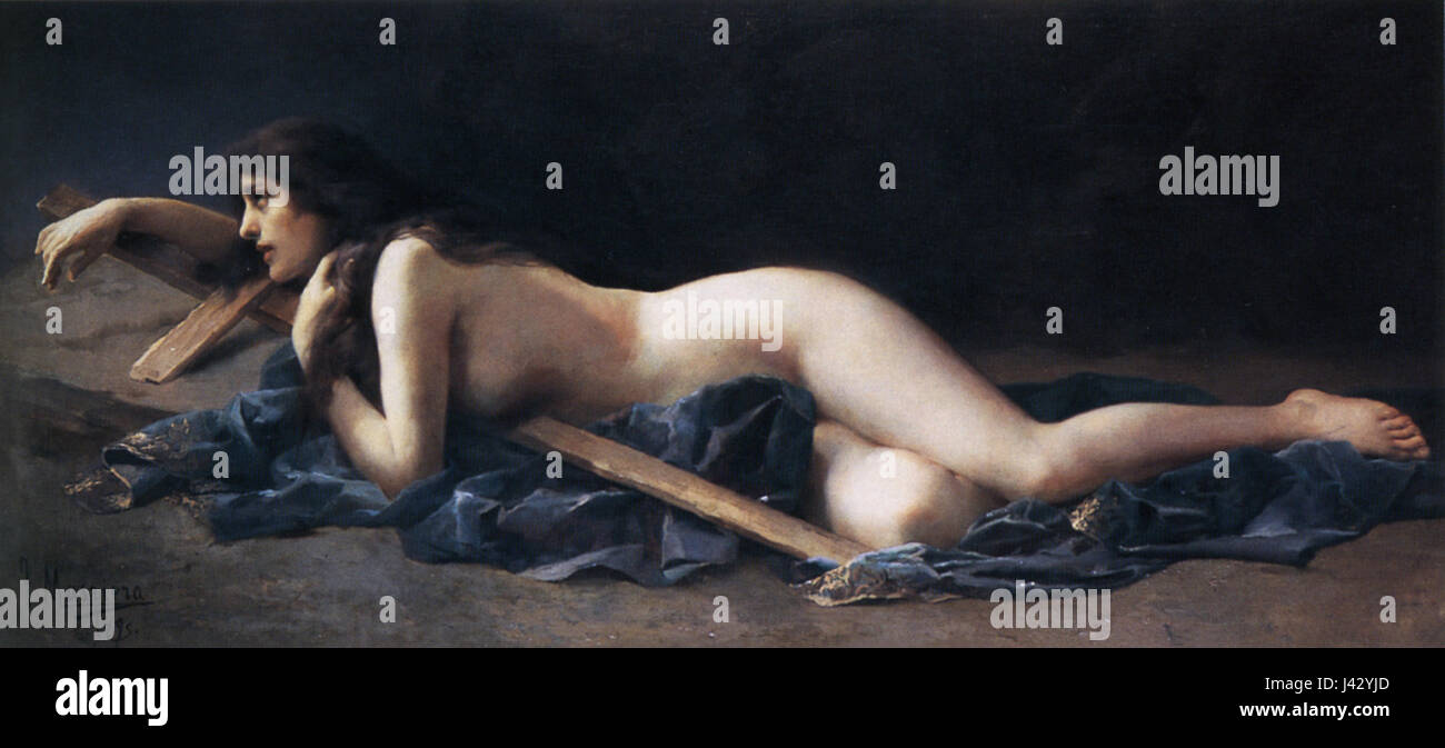 Masriera Madeleine fait référence à la représentation d'un personnage dans l'art, peut-être inspiré par la figure de Marie Madeleine. L'œuvre peut explorer des thèmes de dévotion religieuse et de récits bibliques dans un style artistique classique. Banque D'Images