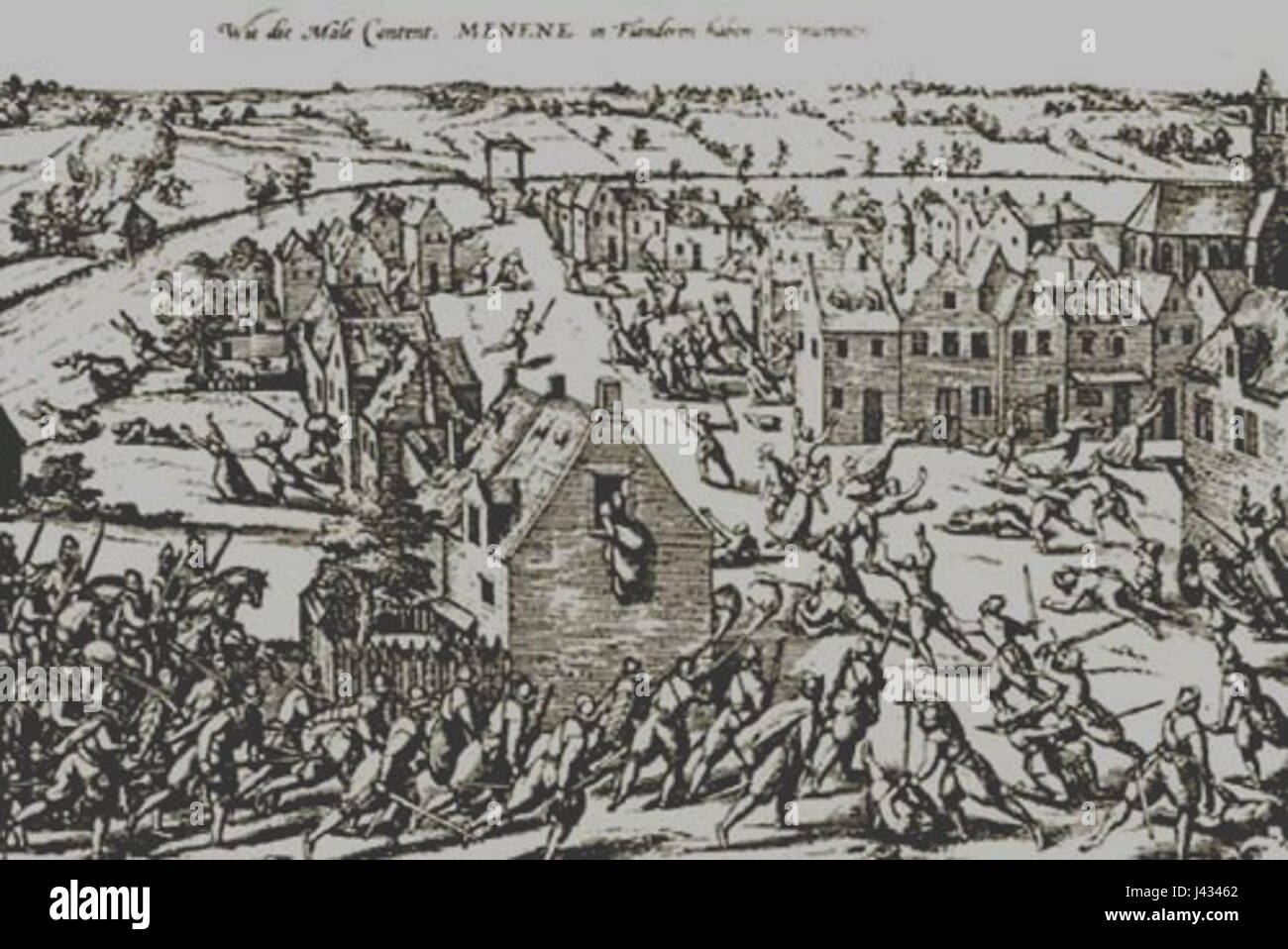 Malcontenten fait référence à un groupe ou mouvement à Menen, en Belgique, connu pour ses troubles politiques ou sociaux, souvent associé à des événements historiques de la fin du moyen âge ou du début des périodes modernes. Banque D'Images