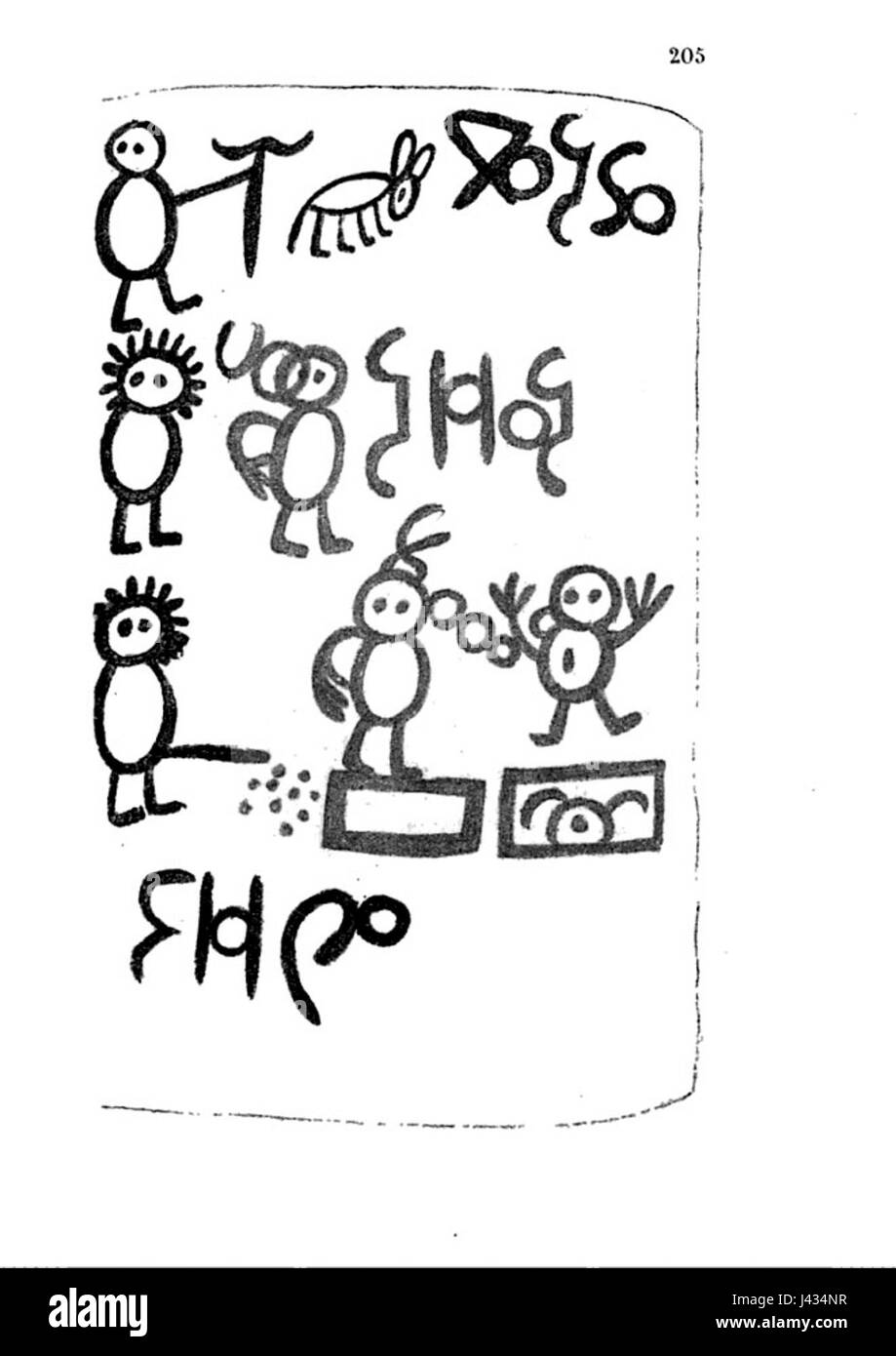 Une page du Livre des sauvages, manuscrit illustré du XVIIe siècle, présentant des représentations de peuples autochtones. Banque D'Images