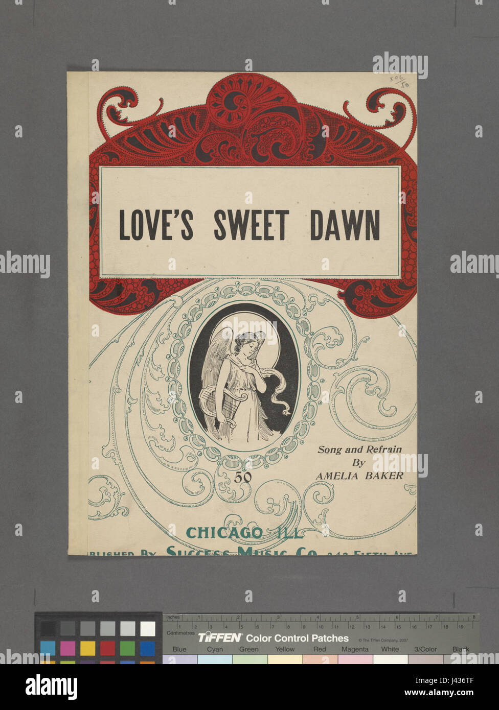Une œuvre des années 1920 représentant le thème de l'amour dans la lumière de l'aube, symbolisant le renouvellement et la connexion émotionnelle. La pièce transmet un sentiment d’espoir et d’optimisme à travers son imagerie, typique de l’art romantique du début du XXe siècle. Banque D'Images