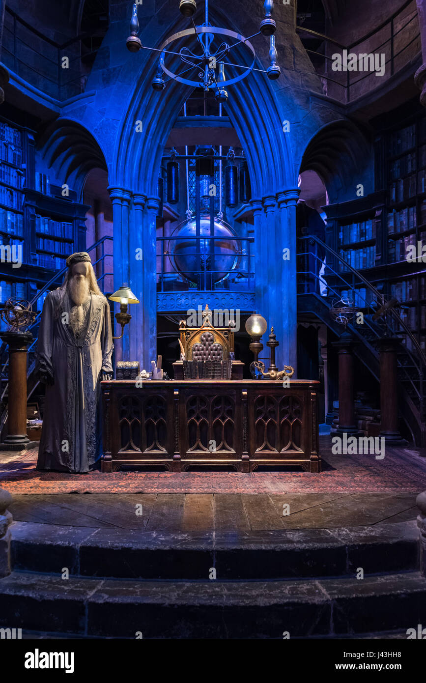 Le Bureau de Dumbledore, faisant de Harry Potter, Warner Bros Studio Tour Leavesden,, Londres Banque D'Images