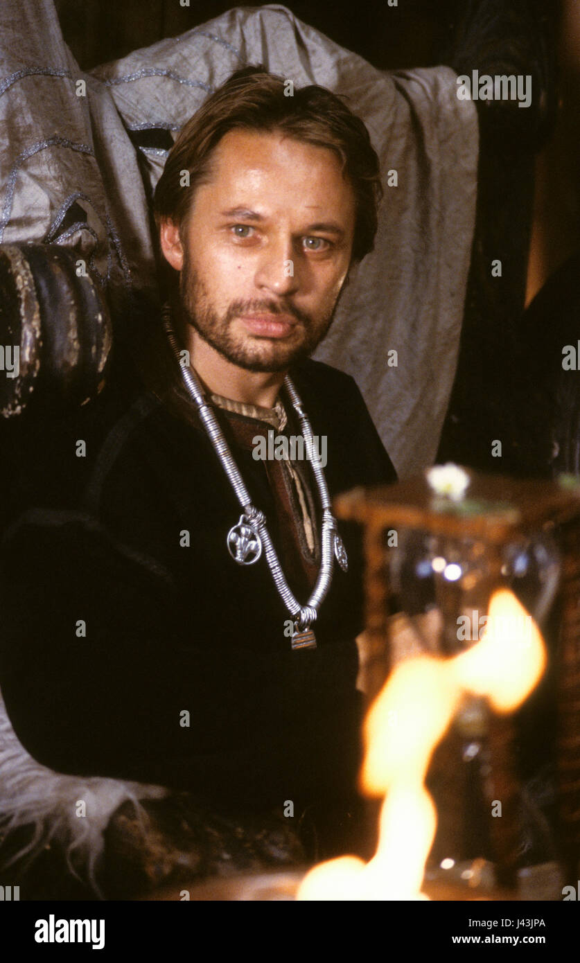 REINE BRYNOLFSSON comme acteur suédois TRAUSTI lors de l'enregistrement de Hrafn Gunnlaugsson Viking islandais de l'histoire de l'âge à l'ombre de la Raven 1988 Banque D'Images