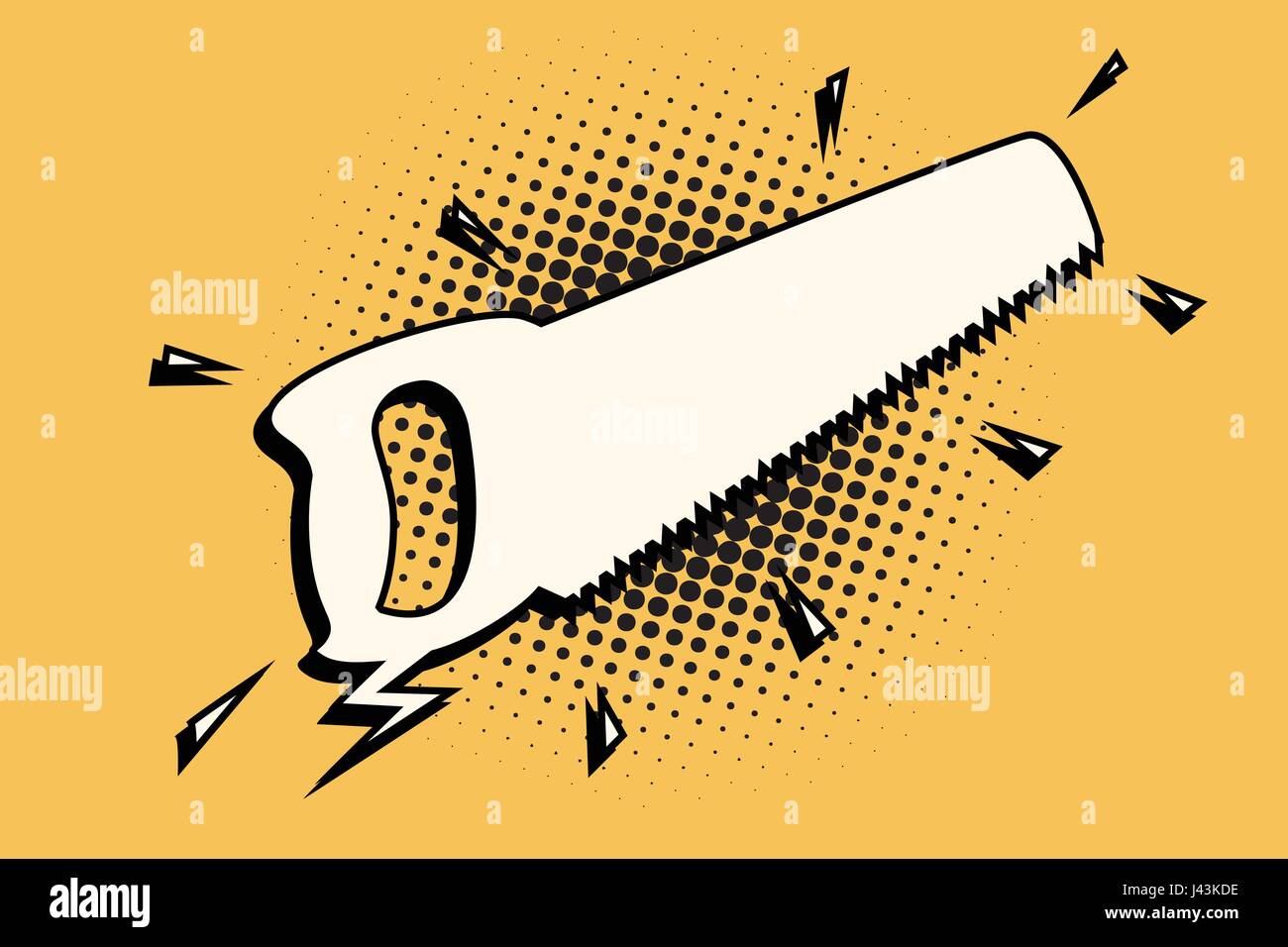 Scie à main cartoon bulle. Comic cartoon style pop art retro vector illustration couleur Illustration de Vecteur