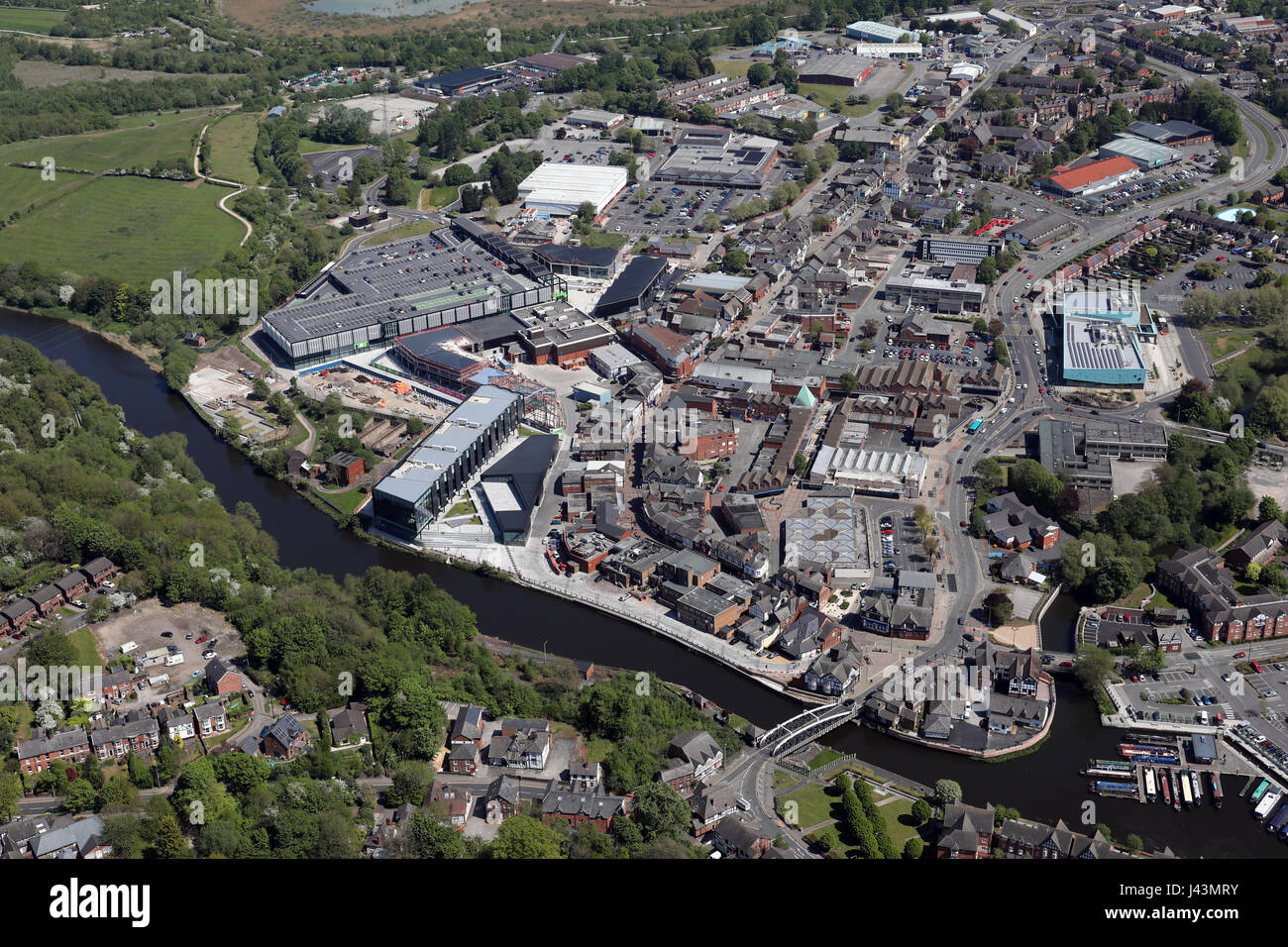 Vue aérienne du centre-ville de Northwich, Cheshire, Royaume-Uni Banque D'Images