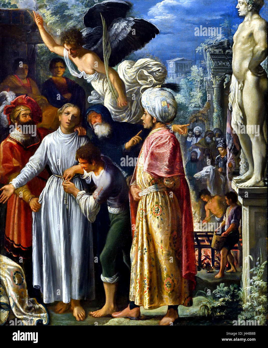 Préparé pour Le Martyre de saint Laurent 1600-1 Le Baptême du Christ 1599 Richard Dadd 1578 - 1610 Allemand Allemagne ( Saint Laurent fut martyrisé pour avoir refusé de révéler ce que l'on croyait être les trésors de l'Église. Dans ce travail, cependant, l'artiste semble laisser entendre un refus d'adorer de faux dieux, par l'inclusion de l'idole ou statue sur la droite. Depuis que Laurent a été martyrisé à Rome ) Banque D'Images