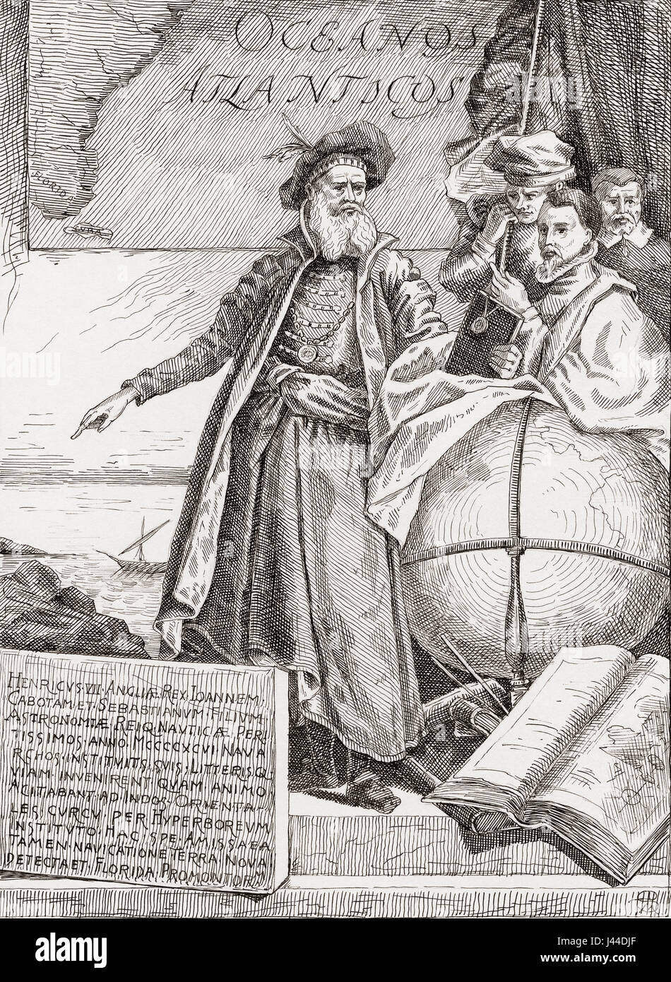 Sébastien Cabot, 1474 à 1557. L'explorateur italien. Vu ici avec ses trois fils Banque D'Images
