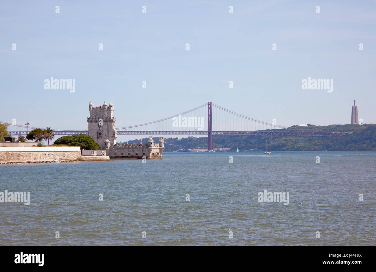 Le Portugal, l'Estredmadura, Lisbonne, Belém, Torre de Belem construit comme forteresse tour entre 1515-1521 sur les rives du Tage. Banque D'Images