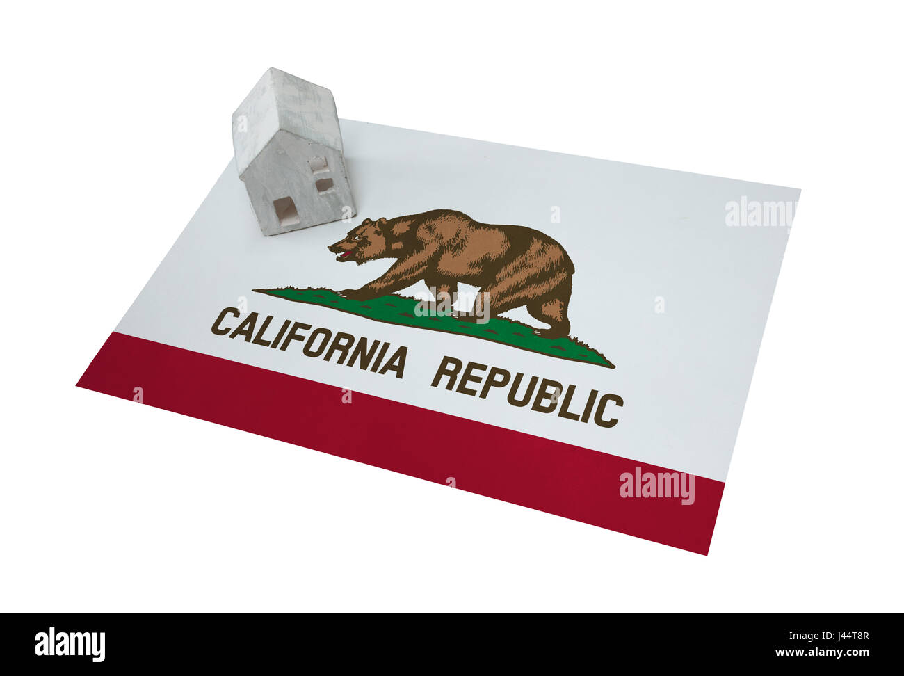 Petite maison sur un drapeau - vivant ou la migration vers la Californie Banque D'Images