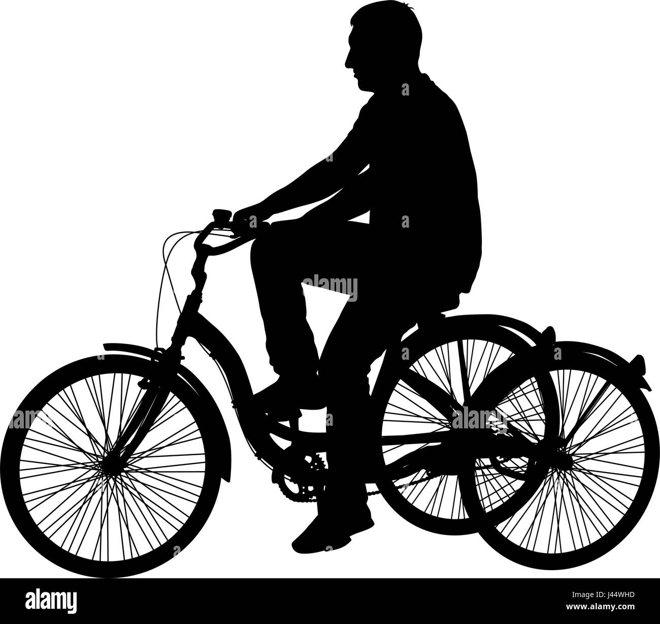 Silhouette d'un homme de tricycle sur fond blanc Illustration de Vecteur