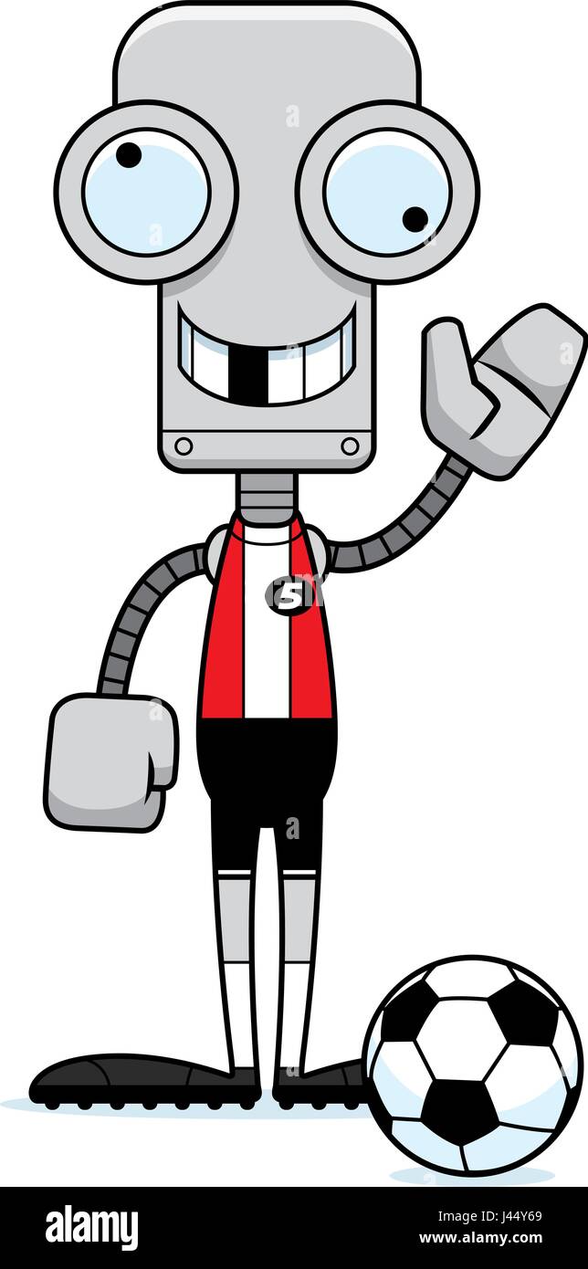 Un dessin animé robot joueur de soccer à la bête. Illustration de Vecteur