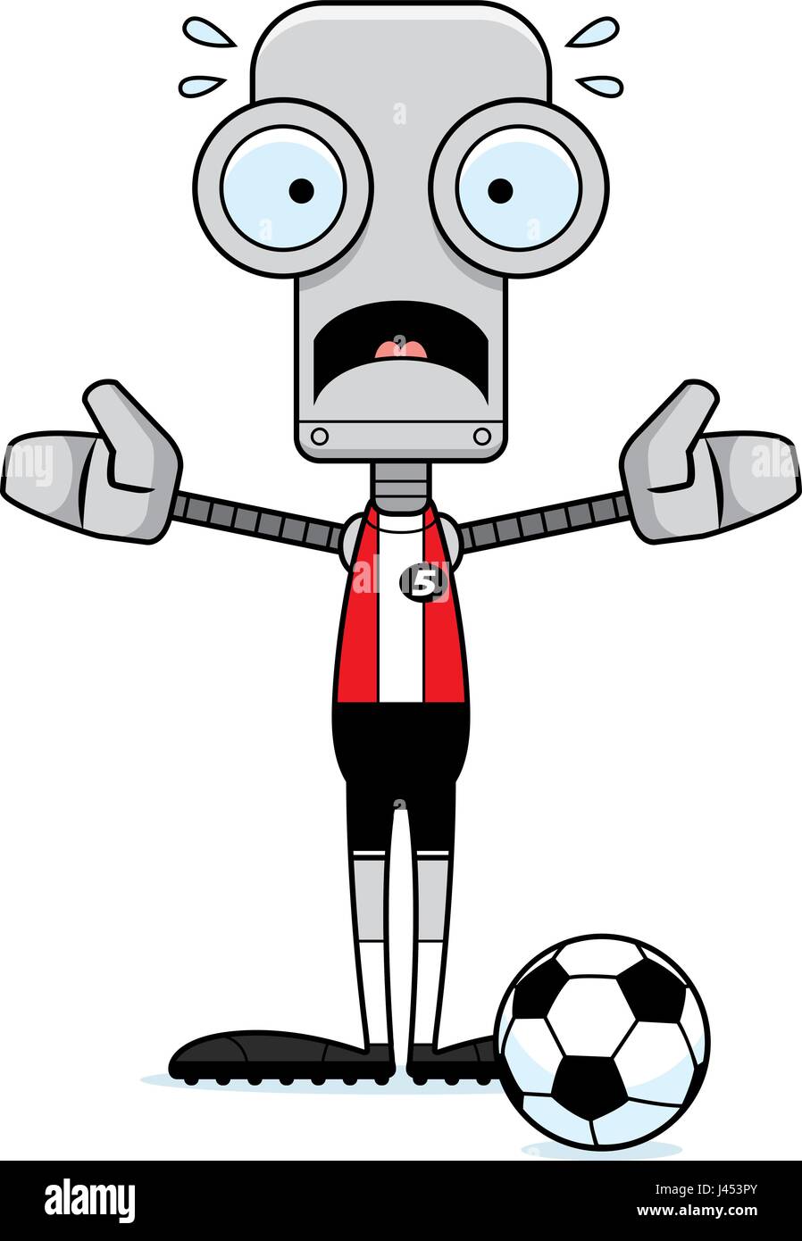 Un dessin animé robot joueur de soccer à la peur. Illustration de Vecteur