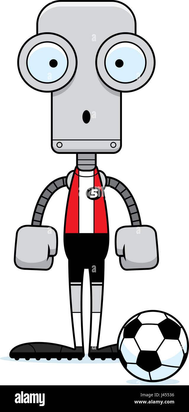 Un dessin animé robot joueur de soccer à la surprise. Illustration de Vecteur
