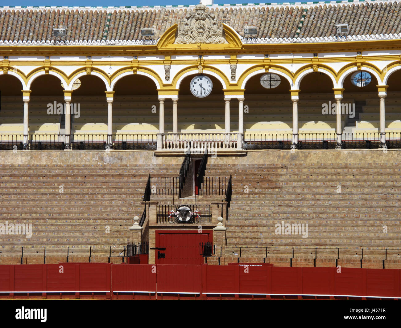 Plaza de Toros de la Real Maestranza de Séville, Torres de arène de corrida, l'Andalousie, province de Séville, Espagne, Europe Banque D'Images