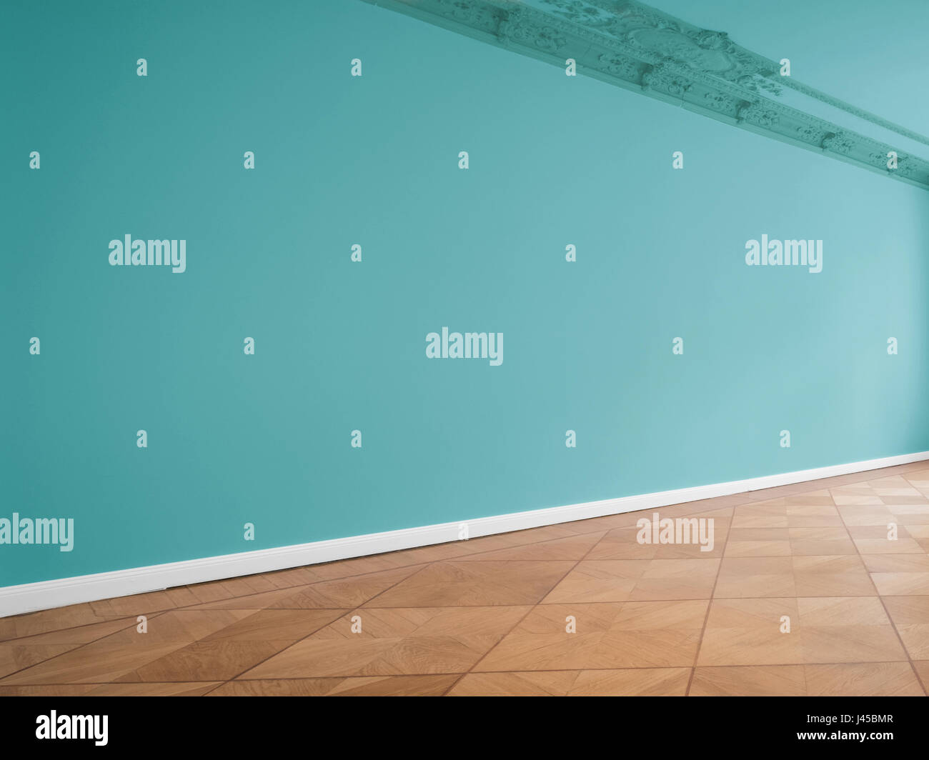 Wall background en salle vide avec plancher en bois Banque D'Images