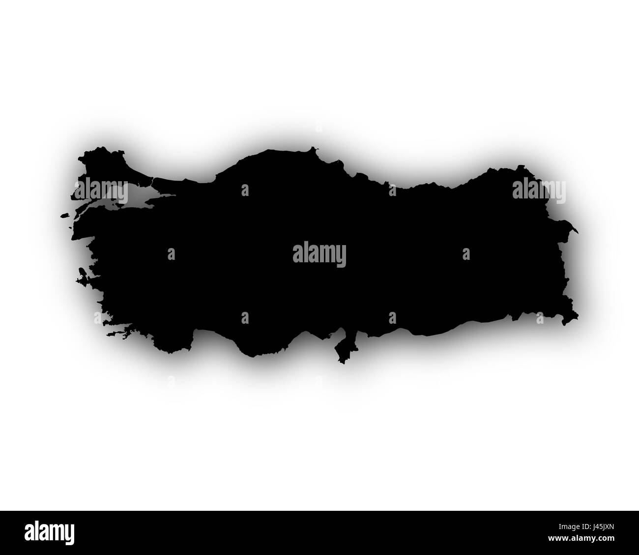 Carte de la Turquie avec ombre Banque D'Images