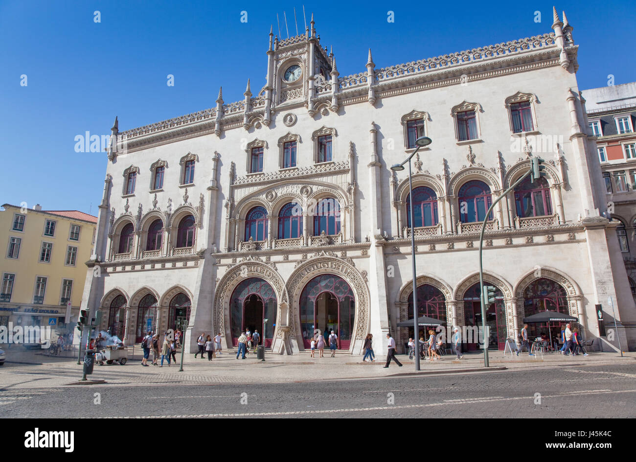 Le Portugal, l'Estredmadura, Lisbonne, la Baixa, entrée de la gare de Rossio. Banque D'Images