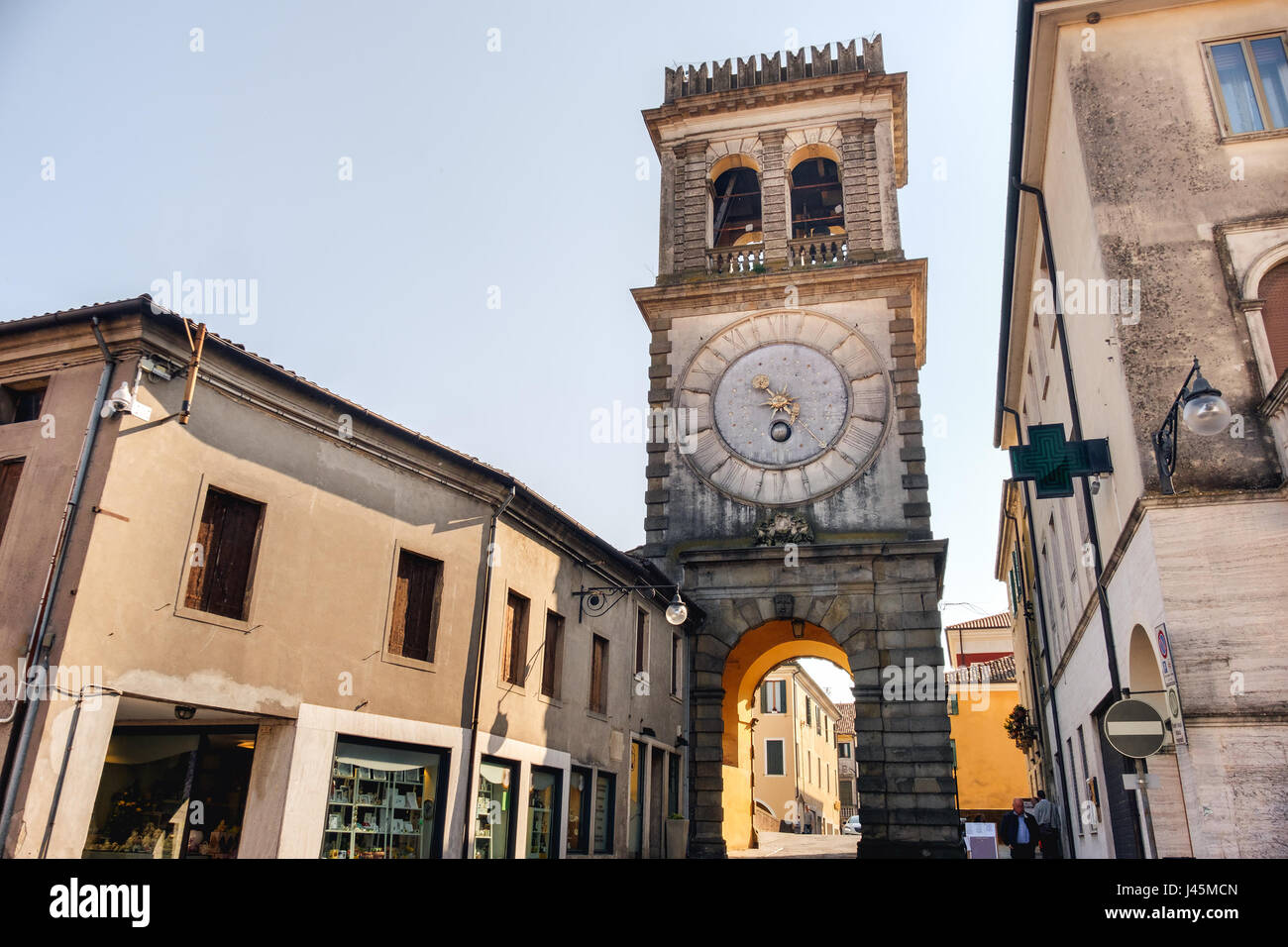 Este, Padoue, la tour de l'horloge nommé Torre Civica della Porta Vecchia Banque D'Images