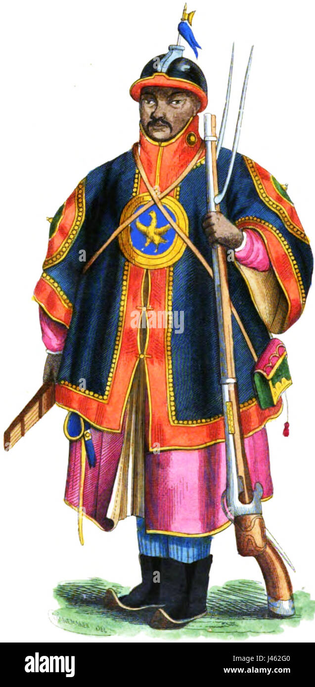 Pannemaker. Soldat chinois. Auguste Wahlen. Mœurs, usages et costumes de tous les peuples du monde. 1843 Banque D'Images