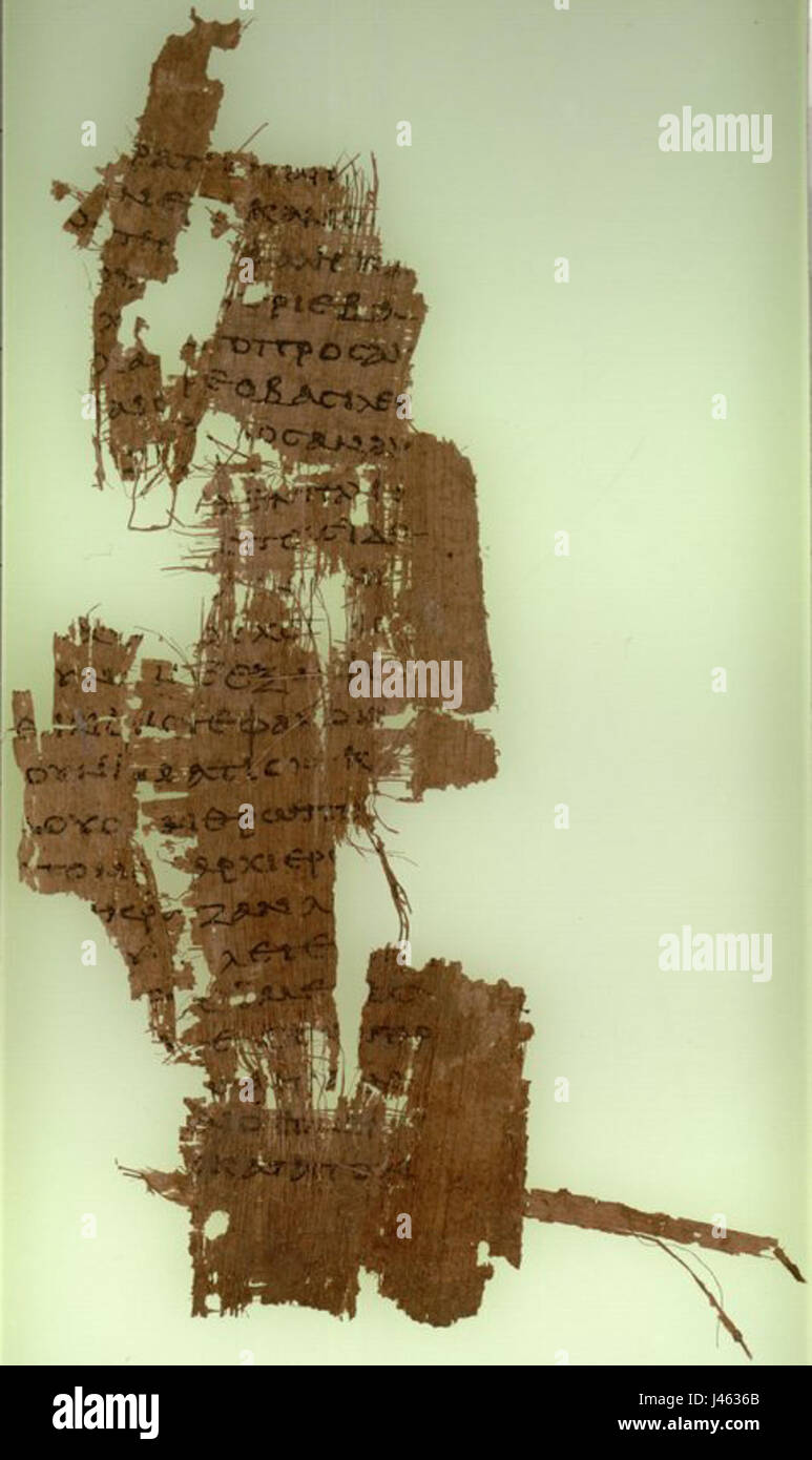 90 Papyrus (Jean 19,17) Banque D'Images
