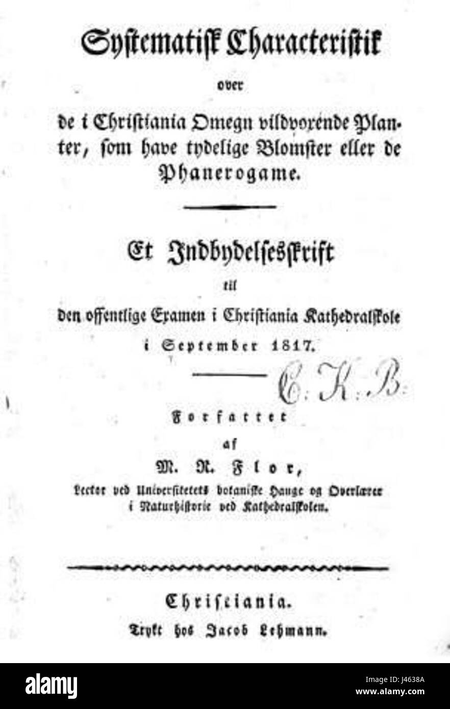Ce texte, 'Systematisk Characteristik' de MRFlor, fournit une classification et une caractérisation systématiques des espèces végétales, contribuant ainsi aux études botaniques et à la compréhension de la taxonomie des plantes. Banque D'Images