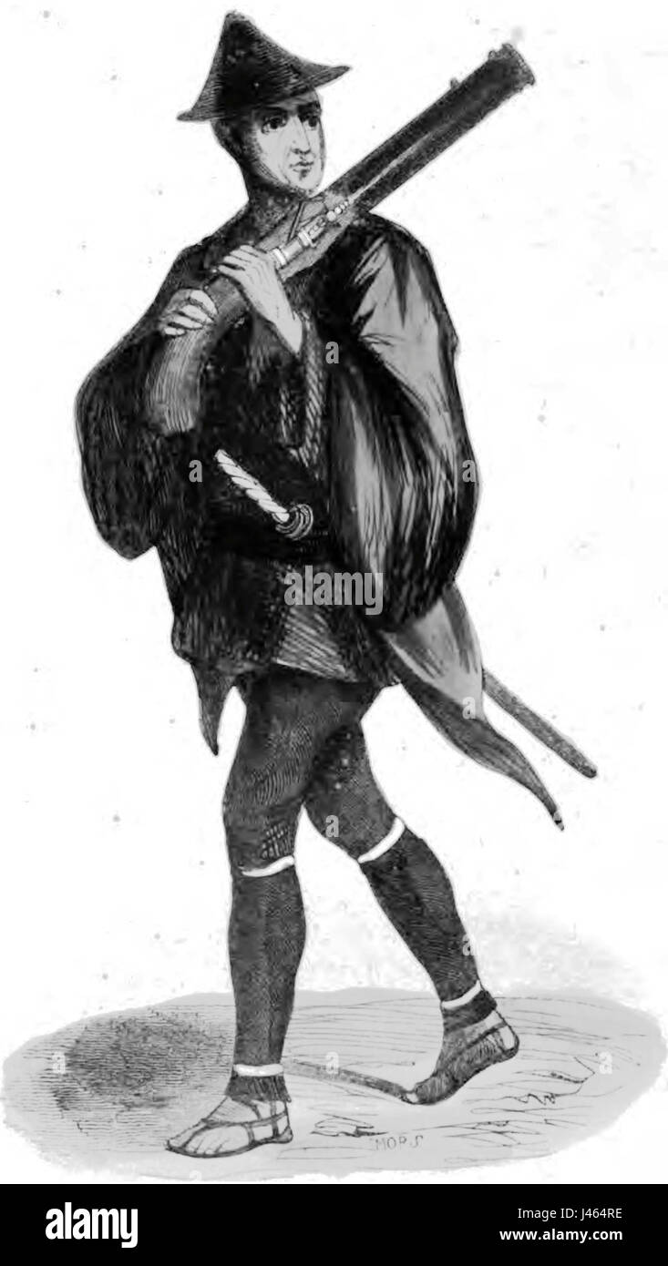 Gpr. Soldat Japonais. Auguste Wahlen. Mœurs, usages et costumes de tous les peuples du monde. 1843 Banque D'Images