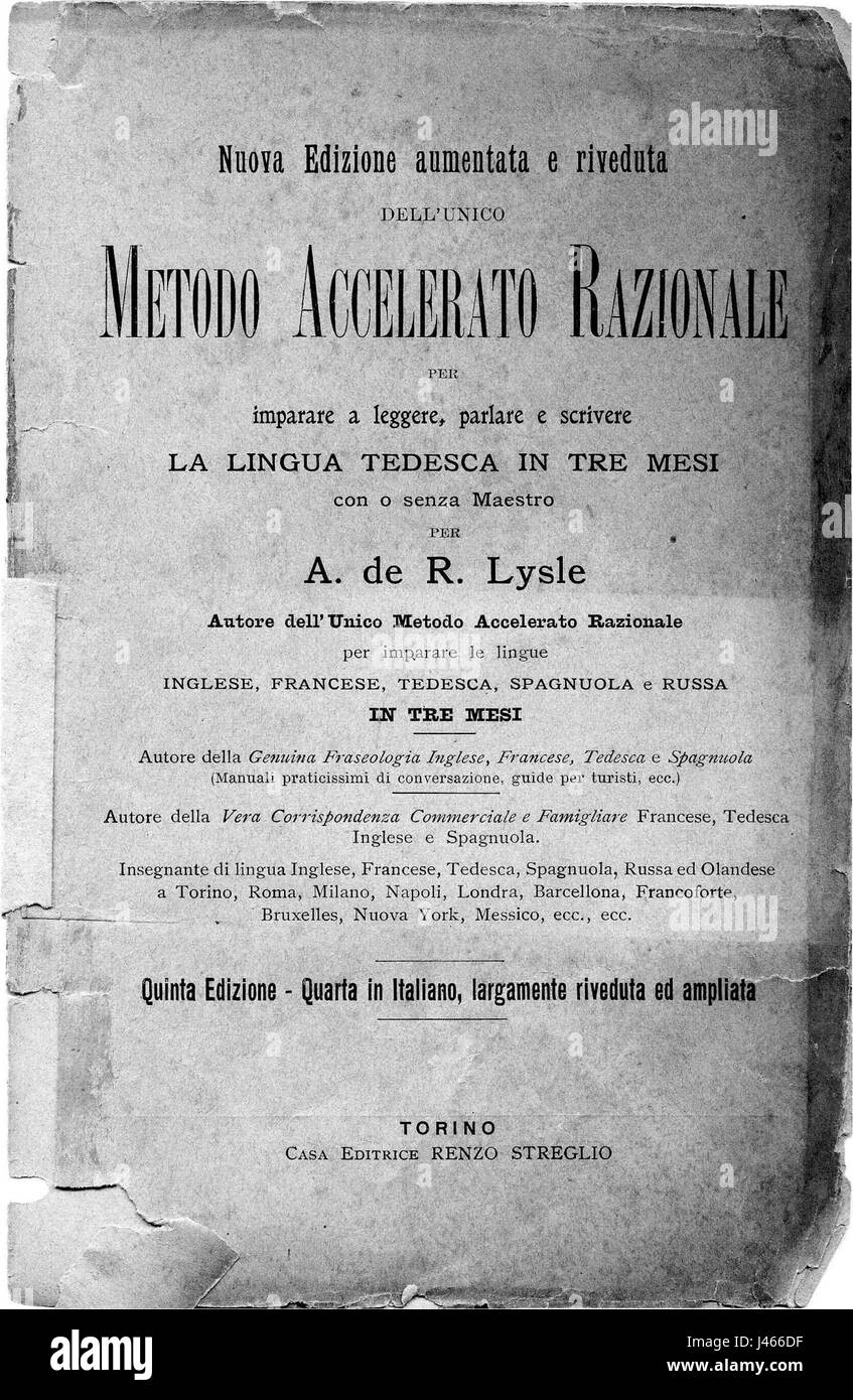 Nuova edizione riveduta aumentata e dell'unico metodo accelerato par razionale imparare a parlare, leggere e scrivere la lingua tedesca 003 Banque D'Images