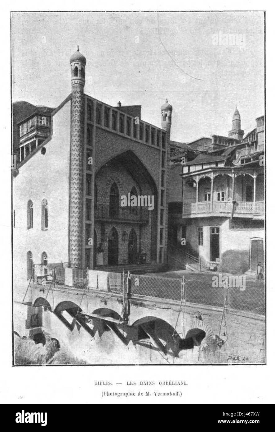 Le bain Orbeliani à Tbilissi est un célèbre bain historique, connu pour son architecture distincte et son importance culturelle. Cette photo de Yermakov capture son style unique. Banque D'Images