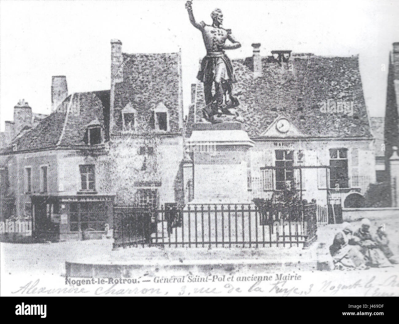 Nogent le Rotrou statue de Jules de Saint Pol autour de 1860 Banque D'Images