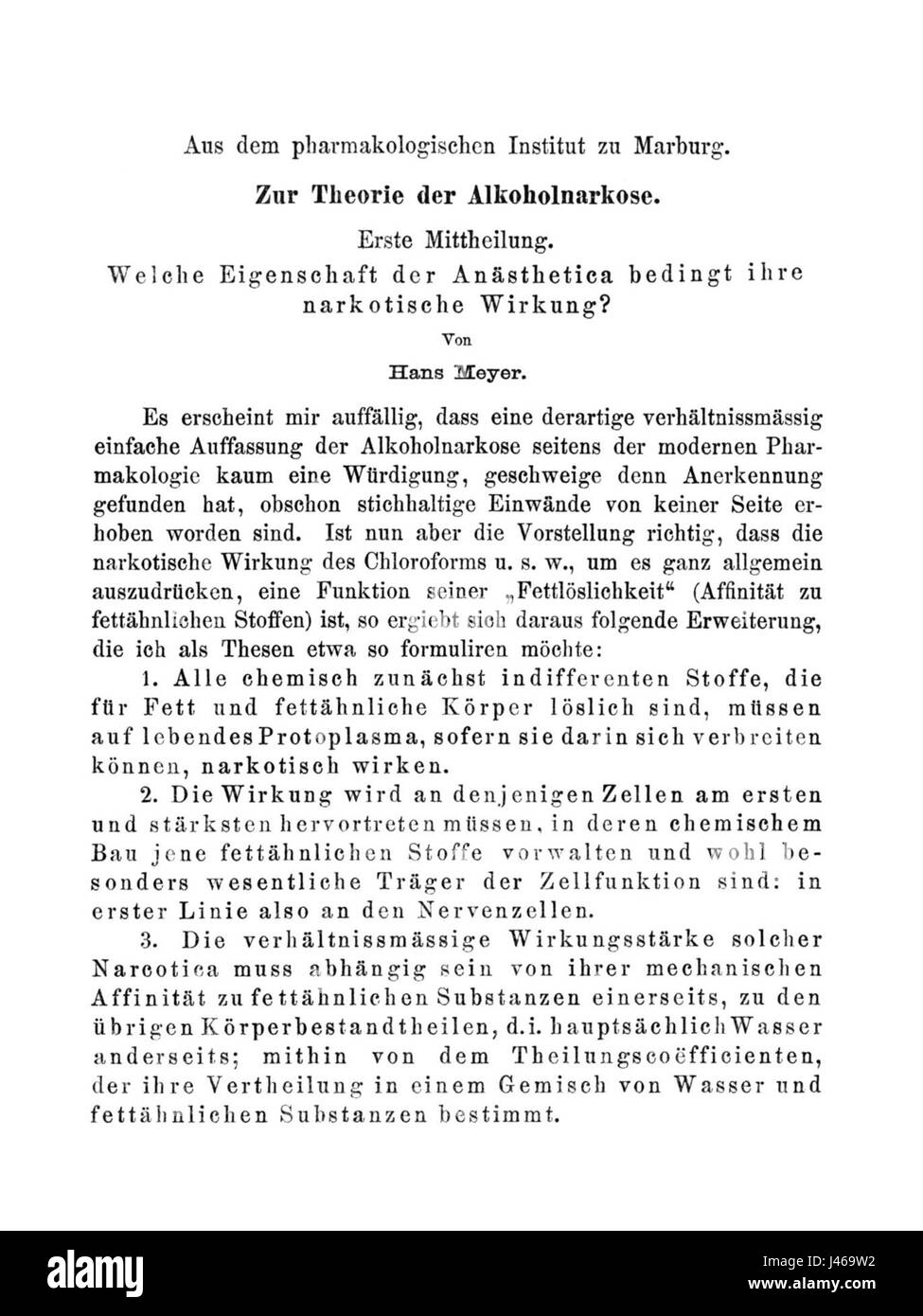 Dans Lipoidtheorie Meyers Naunyn Schmiedeberg Banque D'Images
