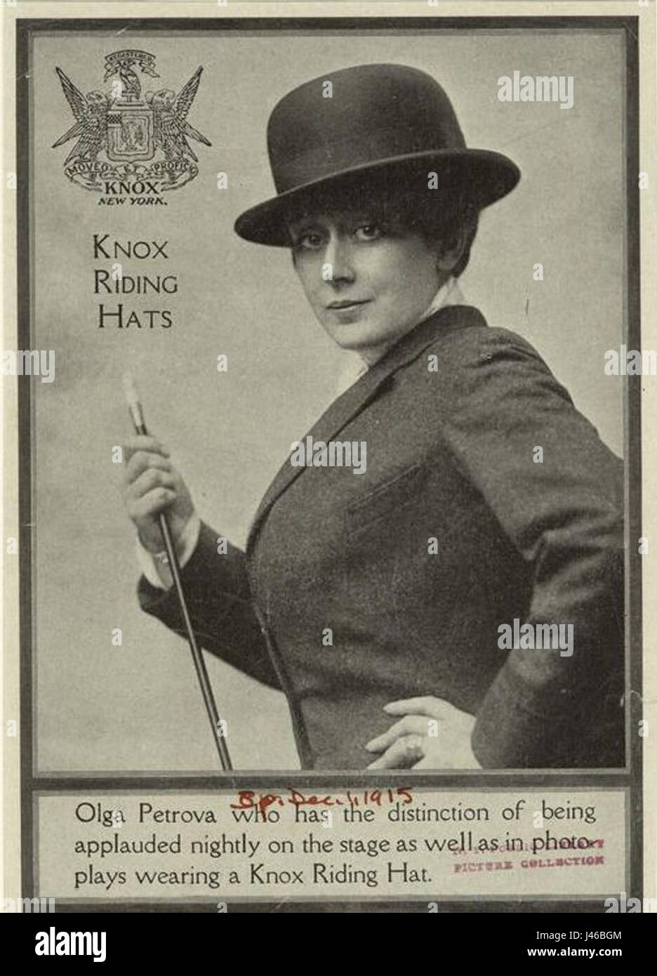 Olga Petrova avec Knox Comté Hat,1915 Banque D'Images