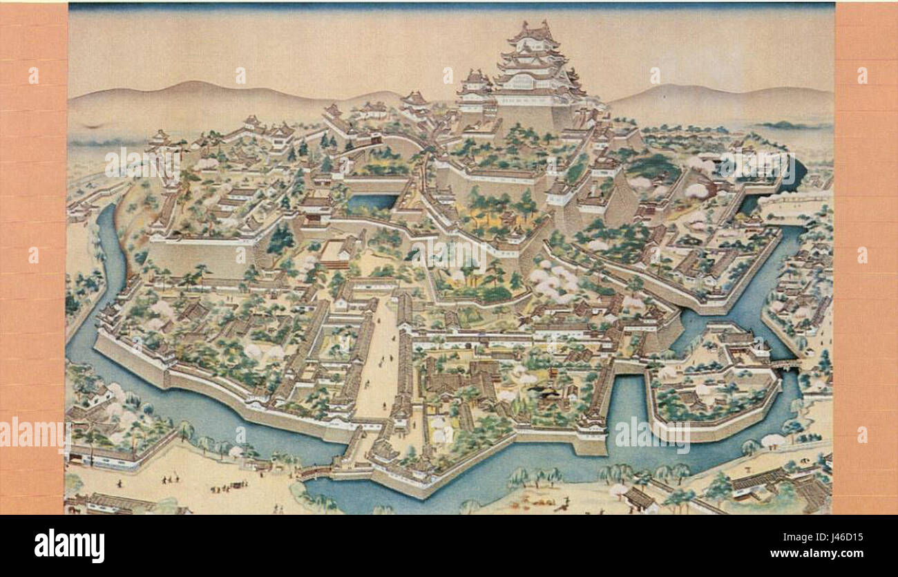 Tableau ancien de Himeji castle Banque D'Images