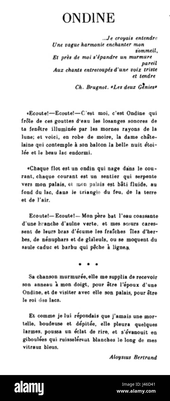 Ondine poème Ravel Banque D'Images