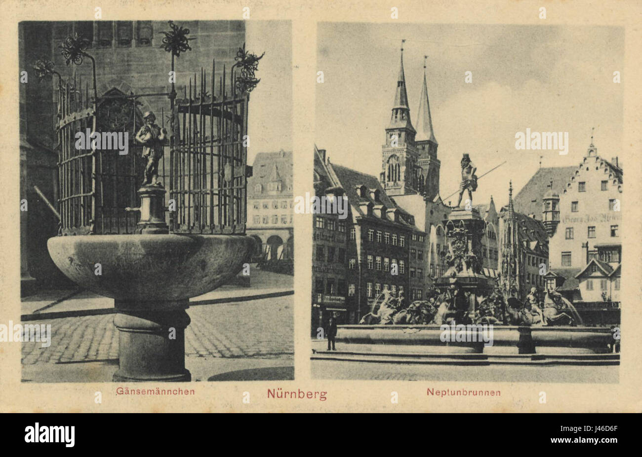 Une carte postale historique de Nuremberg, en Allemagne, offrant une vue de la ville du début du XXe siècle, mettant en valeur son architecture et son patrimoine culturel. Banque D'Images
