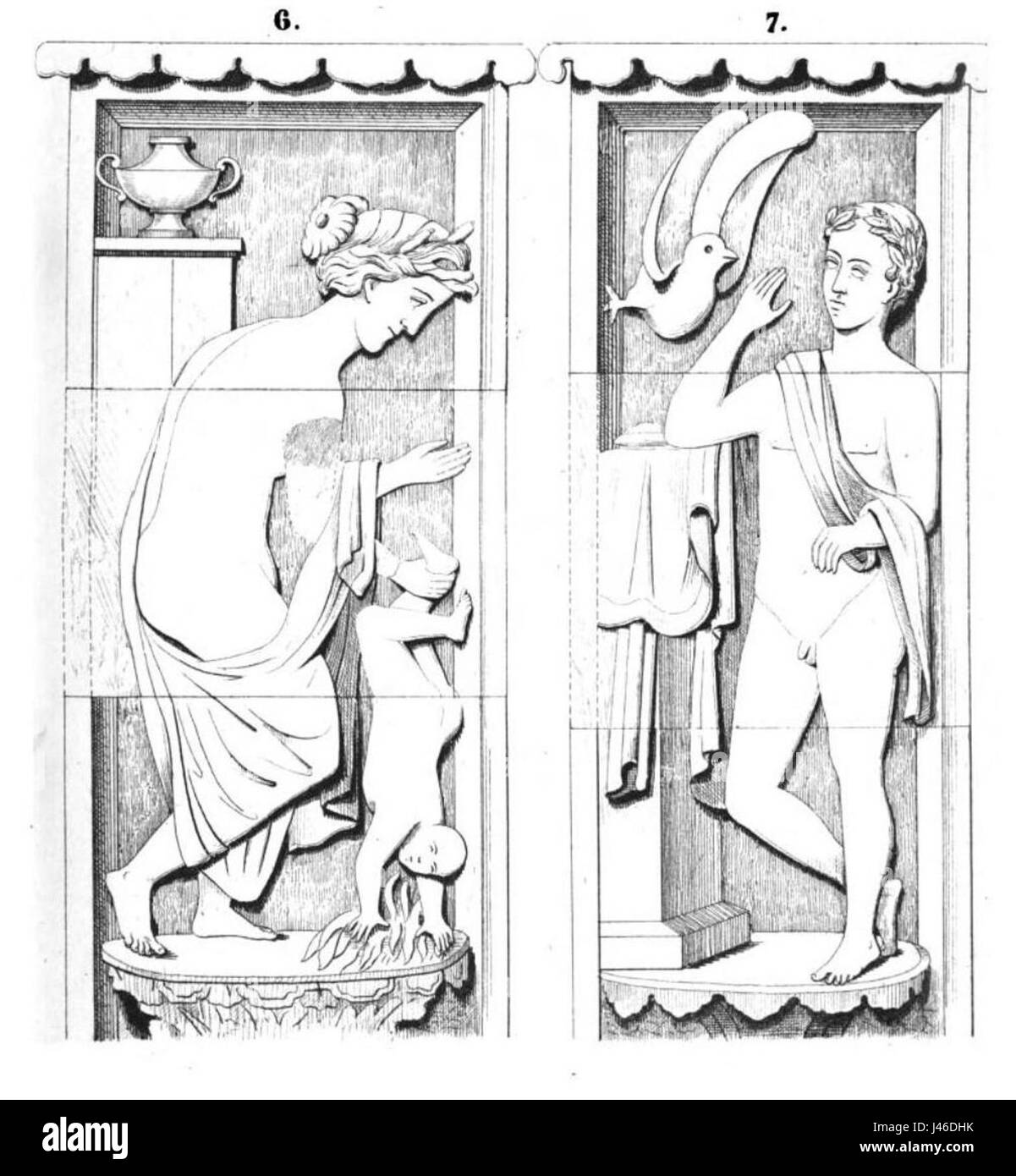 D'Orrouy (60), site gallo romain de Champlieu, deux bas-reliefs Banque D'Images