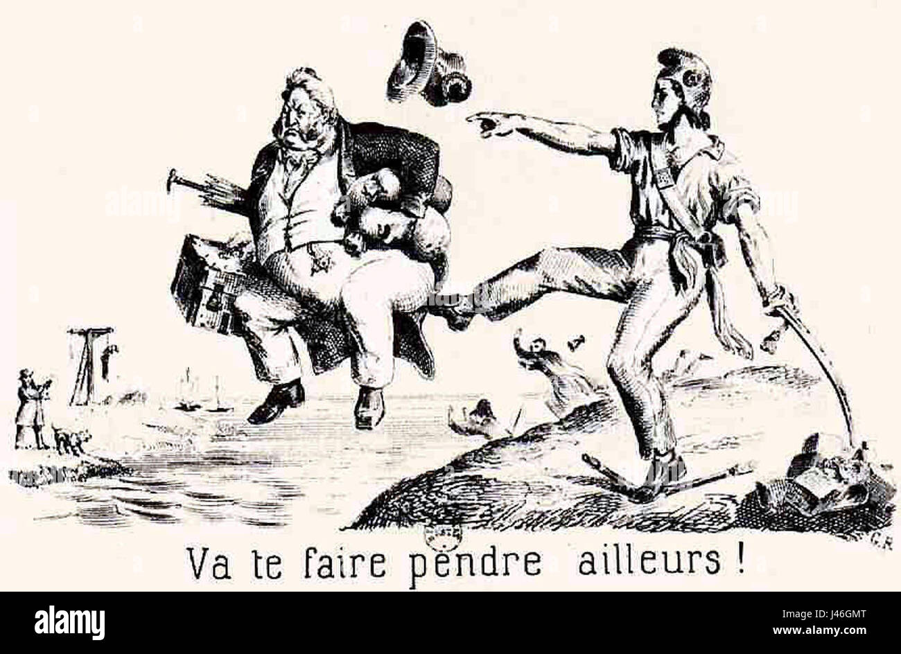 Monogrammist G.R., Paris 1848, Pack dich, Illustration zu dem gleichnamigen Revolutionslied Banque D'Images Monogrammist G.R., Paris 1848, Pack dich, Illustration zu dem gleichnamigen Revolutionslied Banque D'Images