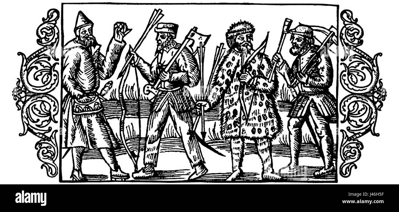 Olaus Magnus, un érudit du XVIe siècle, parle des cinq langues parlées dans les pays nordiques dans ses écrits. Son travail offre un aperçu de la diversité linguistique et des aspects culturels de la région. Banque D'Images