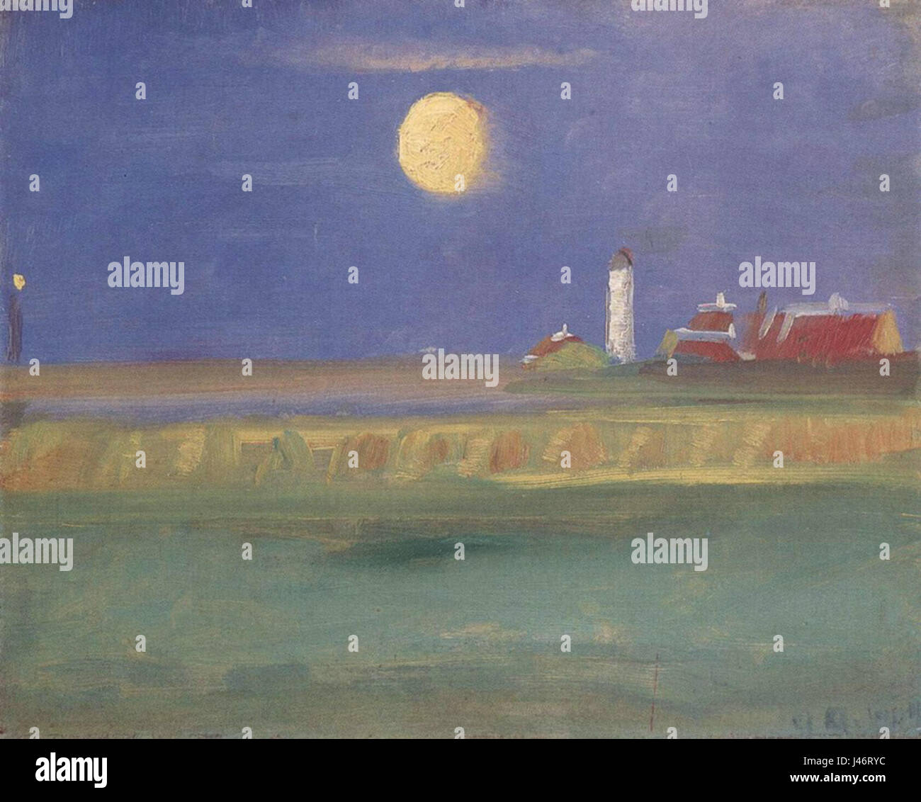 Lune en soirée. Anna Ancher (phare) Banque D'Images