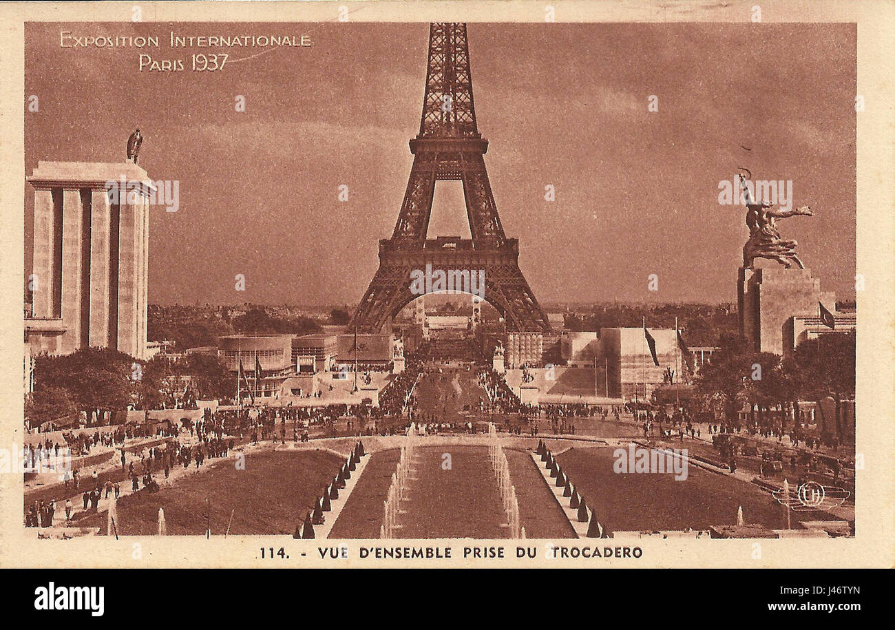 Paris Expo 1937 carte postale 01 Banque D'Images