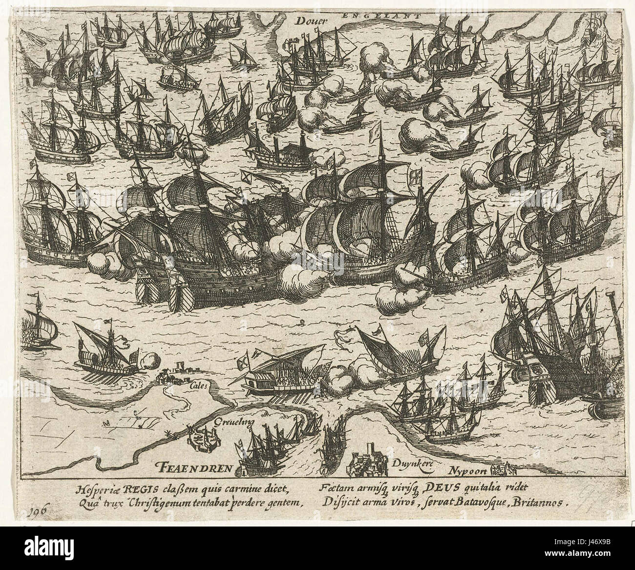 Bataille navale avec l'Armada espagnole Zeeslag met de Spaanse Armada Banque D'Images