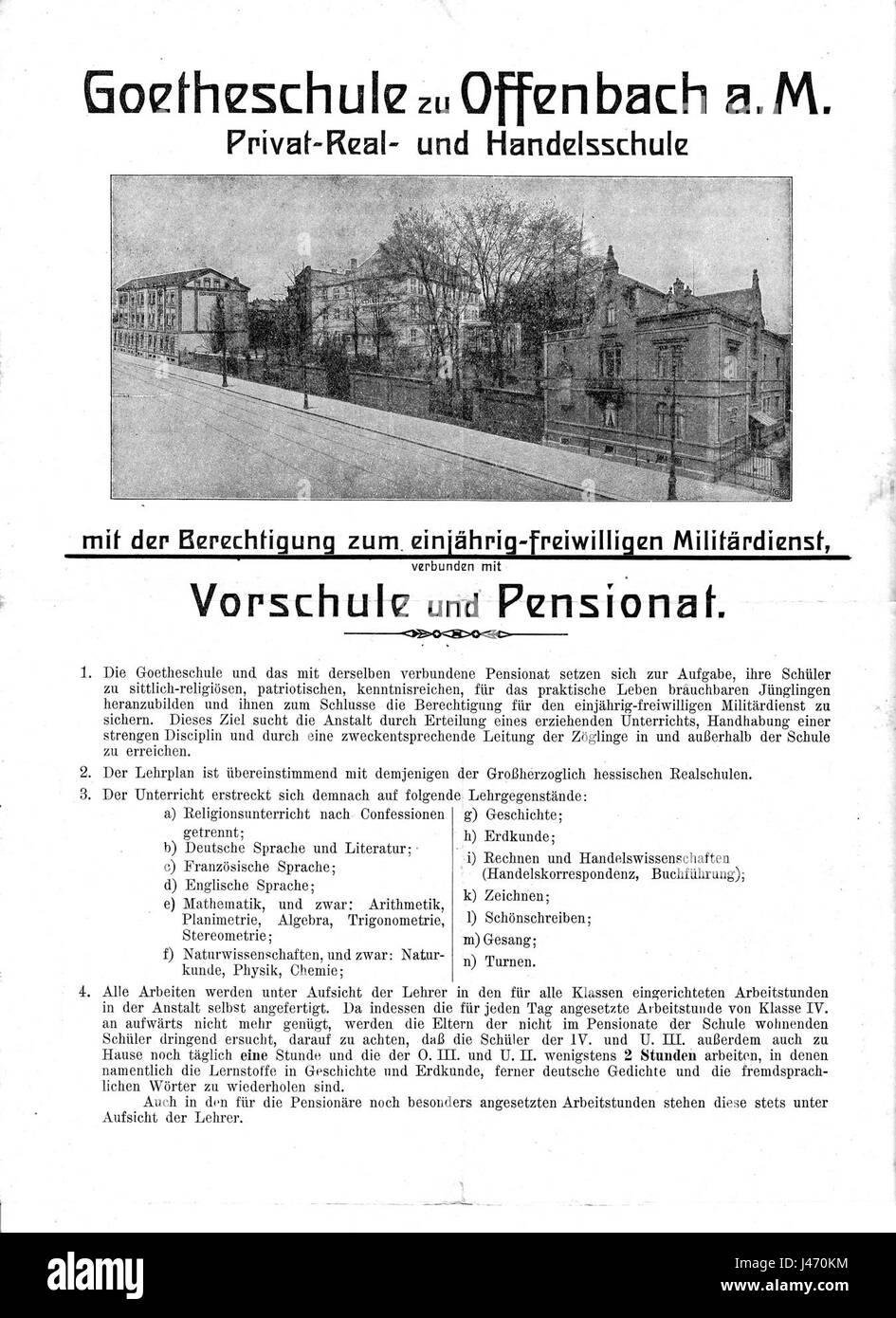 DE Goetheschule est une école, et la référence à Goethestr Prospekt indique son emplacement, peut-être dans une région germanophone, en l'an 1918. Le nom suggère un lien avec Johann Wolfgang von Goethe ou des influences éducatives connexes. Banque D'Images