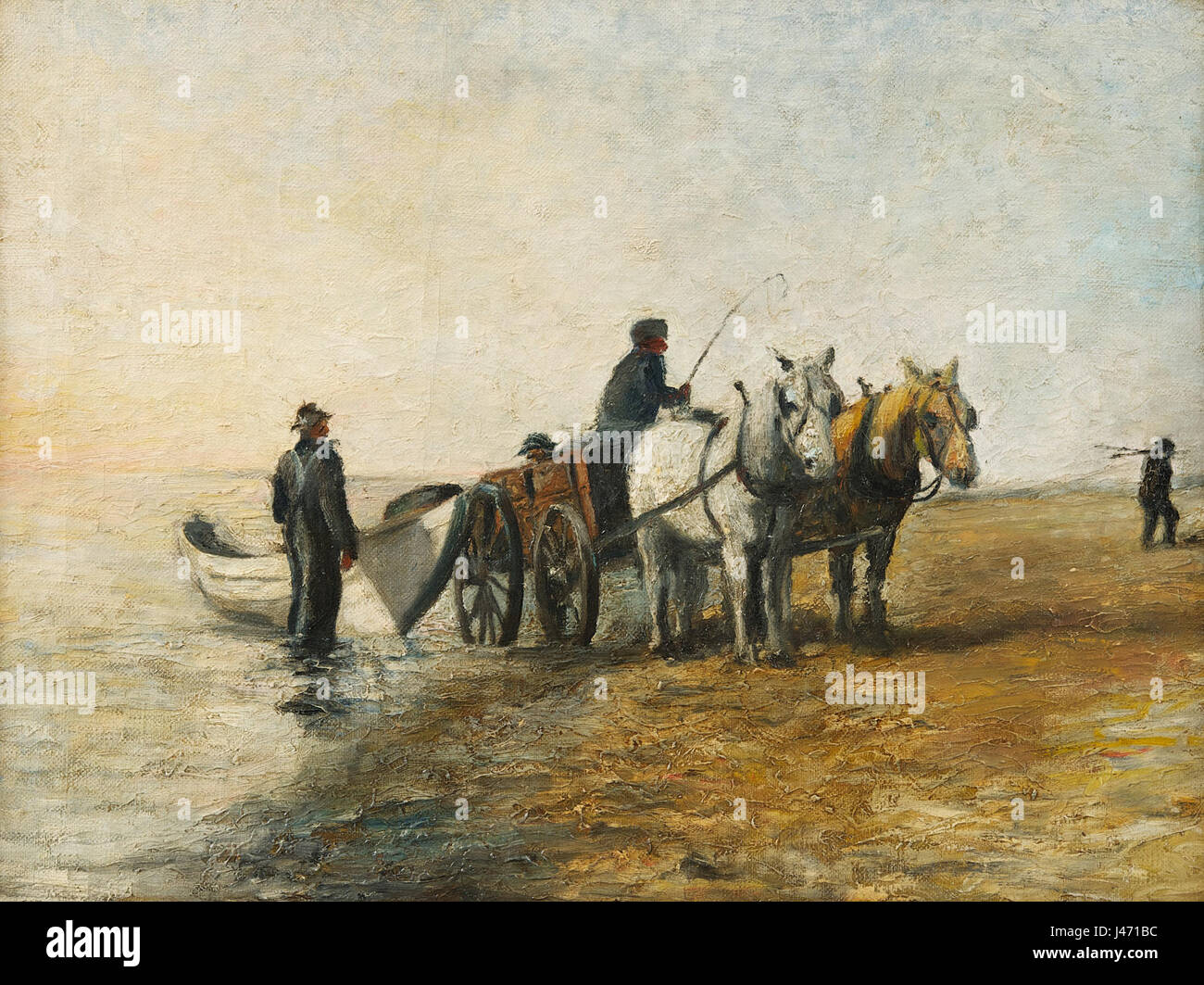 Une représentation des pêcheurs de la région de Norton, soulignant leur travail quotidien et l'importance de la pêche dans la communauté. L'image capture le processus de la pêche, l'environnement et la culture locale. Banque D'Images
